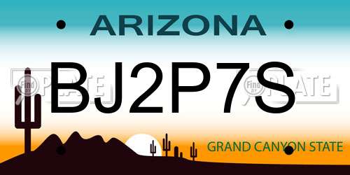 BJ2P7S Arizona License Plate