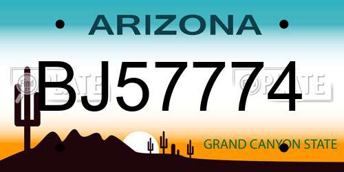 BJ57774 Arizona License Plate