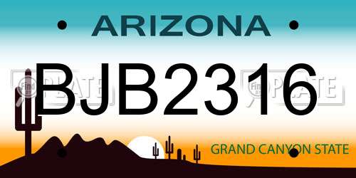 BJB2316 Arizona License Plate