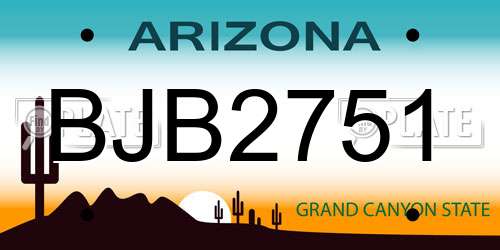 BJB2751 Arizona License Plate