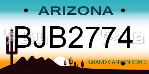 BJB2774 Arizona License Plate
