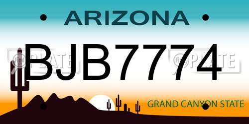 BJB7774 Arizona License Plate