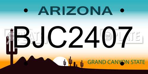 BJC2407 Arizona License Plate