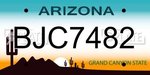 BJC7482 Arizona License Plate