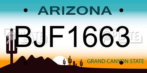 BJF1663 Arizona License Plate