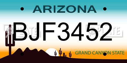 BJF3452 Arizona License Plate