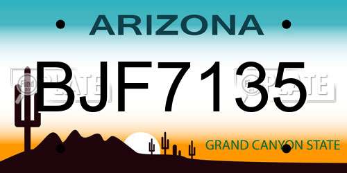 BJF7135 Arizona License Plate
