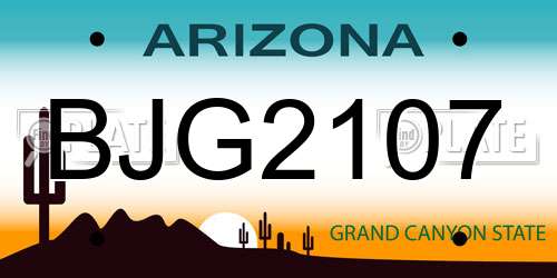 BJG2107 Arizona License Plate