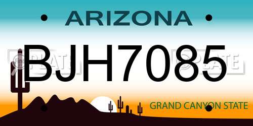 BJH7085 Arizona License Plate
