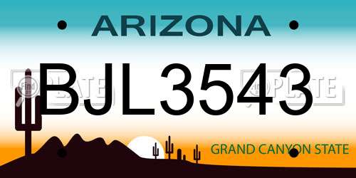 BJL3543 Arizona License Plate