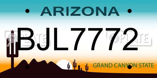 BJL7772 Arizona License Plate