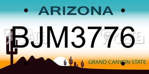 BJM3776 Arizona License Plate