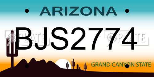 BJS2774 Arizona License Plate