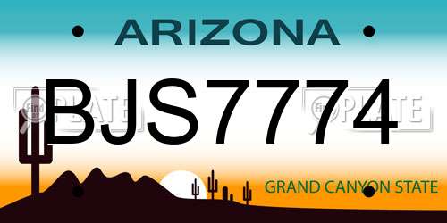 BJS7774 Arizona License Plate