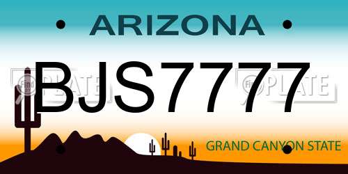 BJS7777 Arizona License Plate