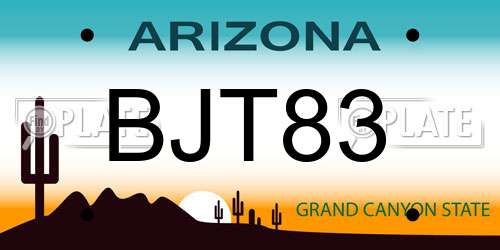 BJT83 Arizona License Plate