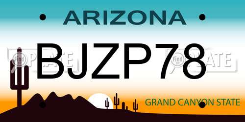 BJZP78 Arizona License Plate