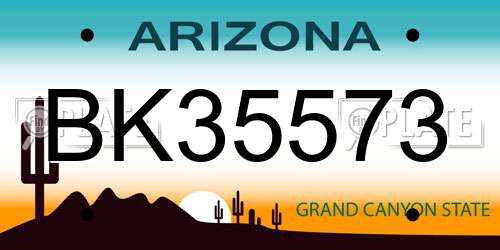 BK35573 Arizona License Plate