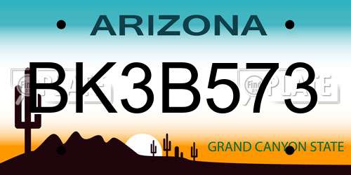 BK3B573 Arizona License Plate