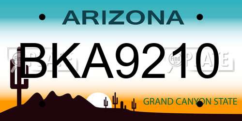 BKA9210 Arizona License Plate