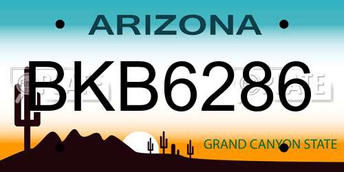 BKB6286 Arizona License Plate