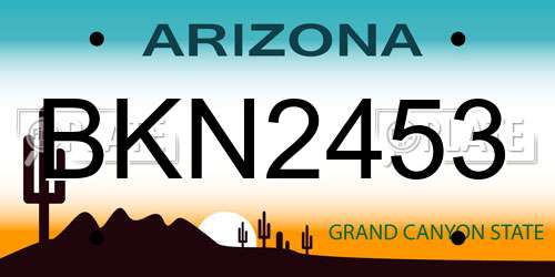 BKN2453 Arizona License Plate
