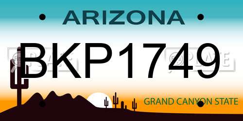 BKP1749 Arizona License Plate