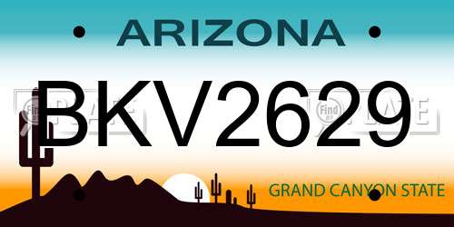 BKV2629 Arizona License Plate