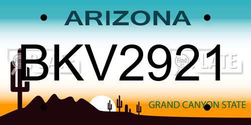 BKV2921 Arizona License Plate