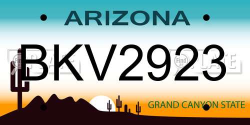 BKV2923 Arizona License Plate