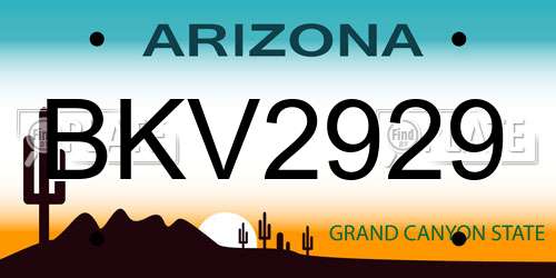 BKV2929 Arizona License Plate