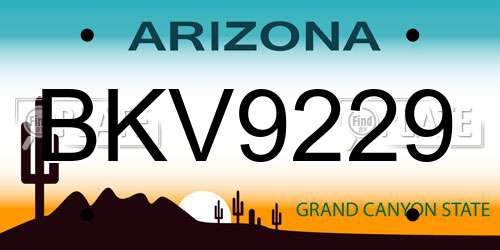 BKV9229 Arizona License Plate