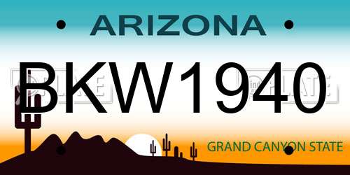 BKW1940 Arizona License Plate