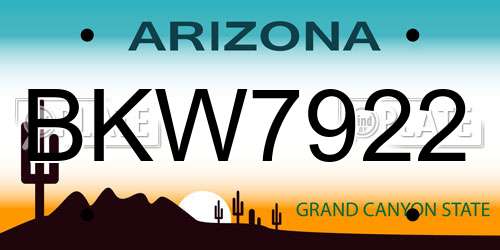 BKW7922 Arizona License Plate