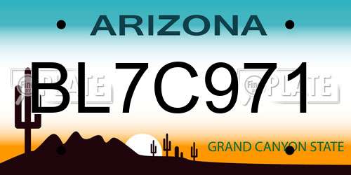 BL7C971 Arizona License Plate