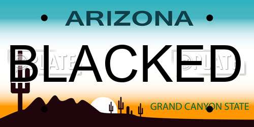 BLACKED Arizona License Plate