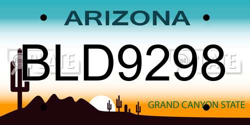 BLD9298 Arizona License Plate