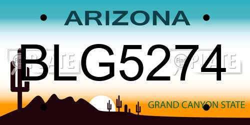 BLG5274 Arizona License Plate