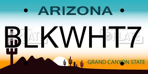 BLKWHT7 Arizona License Plate