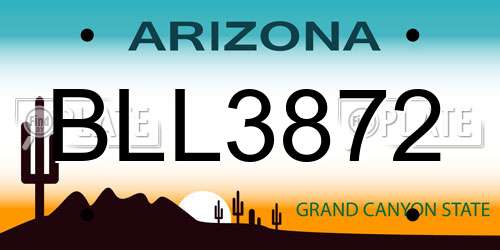 BLL3872 Arizona License Plate