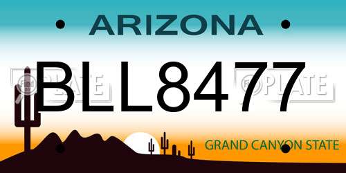 BLL8477 Arizona License Plate