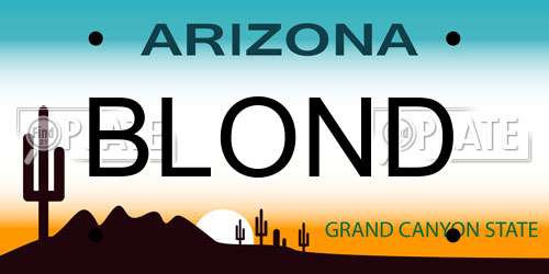 BLOND Arizona License Plate