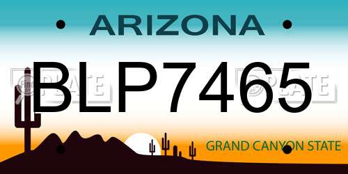 BLP7465 Arizona License Plate