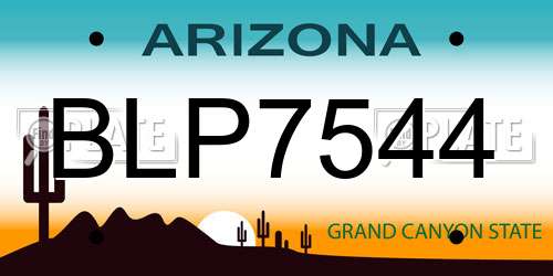 BLP7544 Arizona License Plate