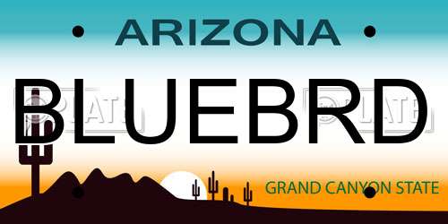 BLUEBRD Arizona License Plate