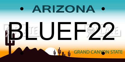 BLUEF22 Arizona License Plate