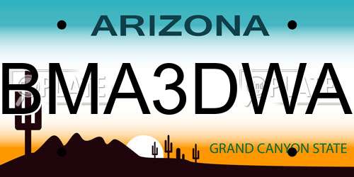 BMA3DWA Arizona License Plate