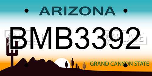 BMB3392 Arizona License Plate