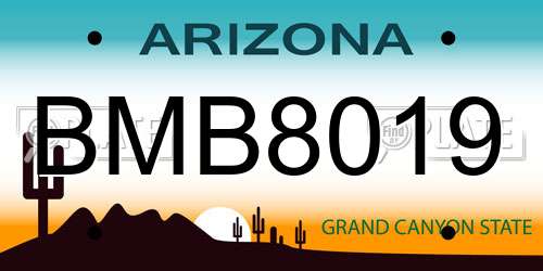 BMB8019 Arizona License Plate
