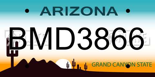 BMD3866 Arizona License Plate